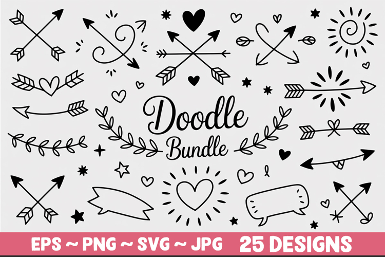 Doodle Flourish Element SVG PNG Bundle