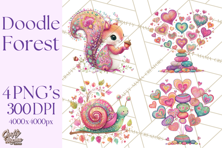 Whimsical Forest Doodle Trees And Animals PNG Clipart