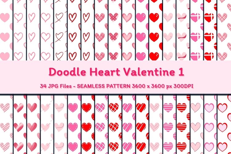 Doodle Heart Valentine Seamless Pattern (6472392)