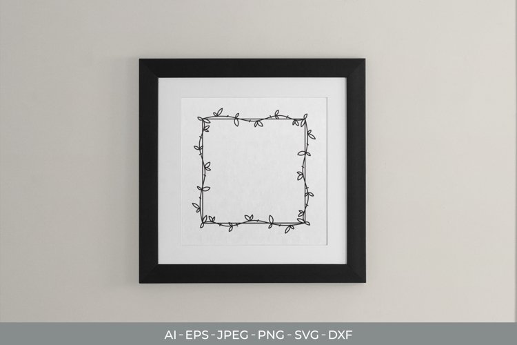 Doodle Leaves Square Frame SVG
