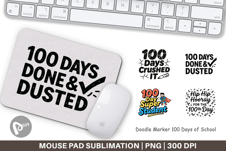 Doodle Marker 100 Days Mouse Pad