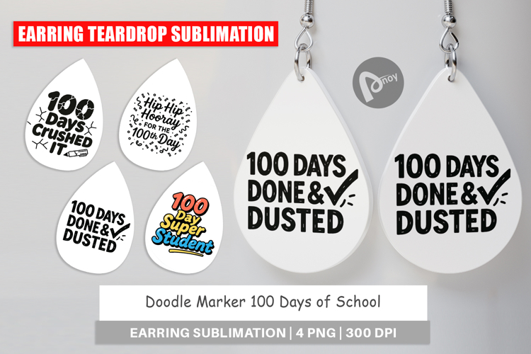 Doodle Marker 100 Days of School Earring example image 1