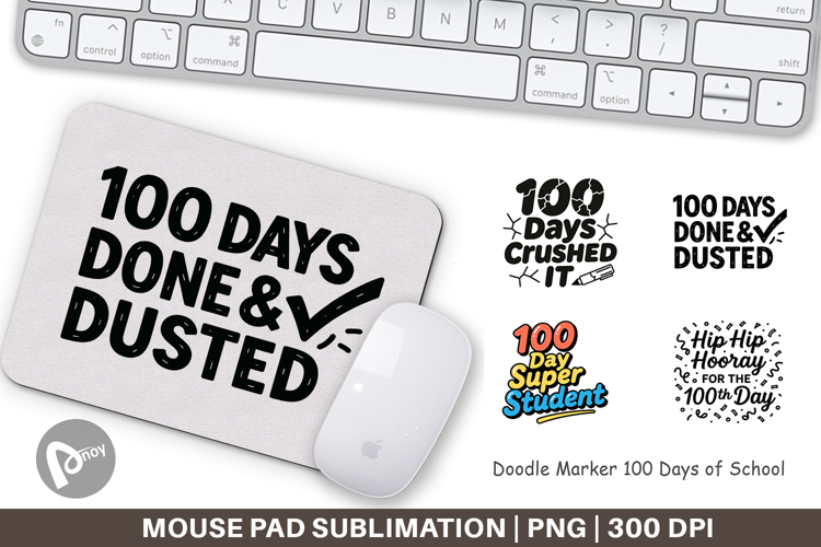 Doodle Marker 100 Days Mouse Pad example image 1