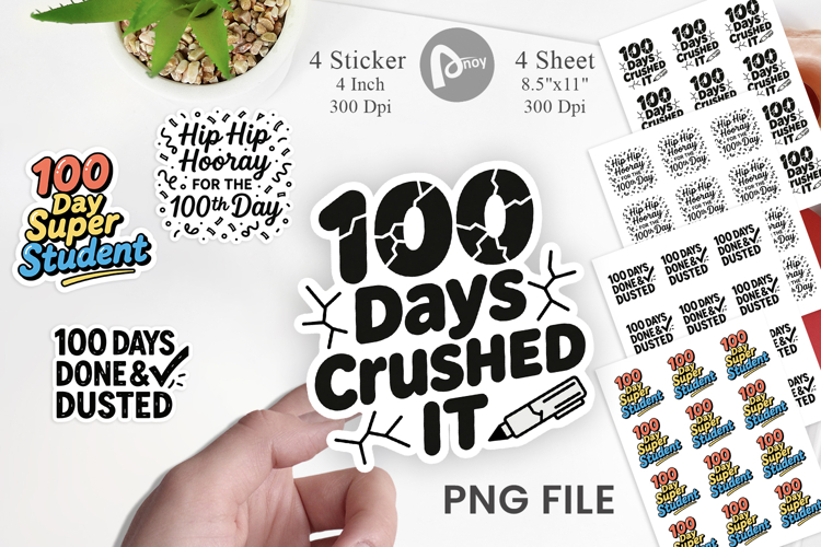 Doodle Marker 100 Days of School Sticker example image 1