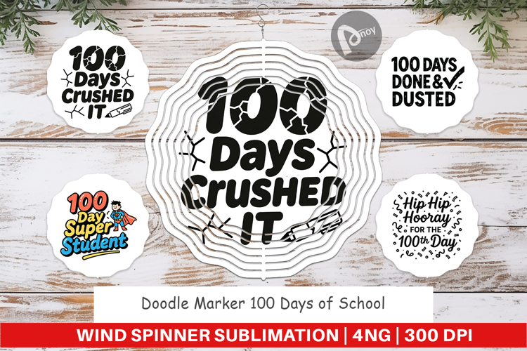 Doodle Marker 100 Days Wind Spinner