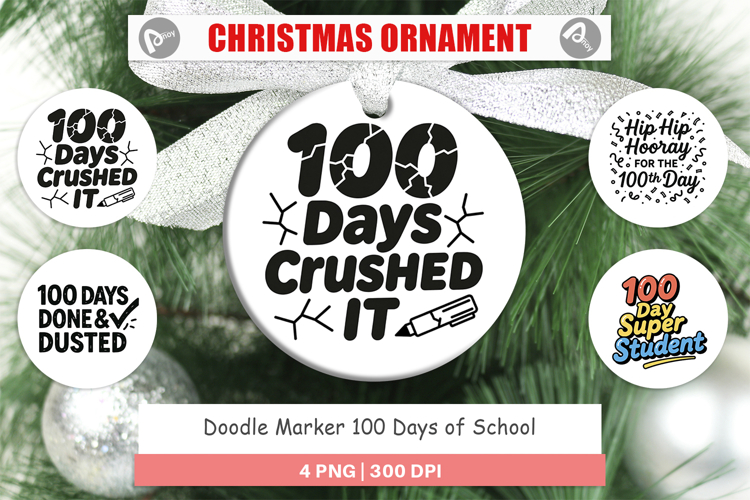 Doodle Marker 100 Days Ornament
