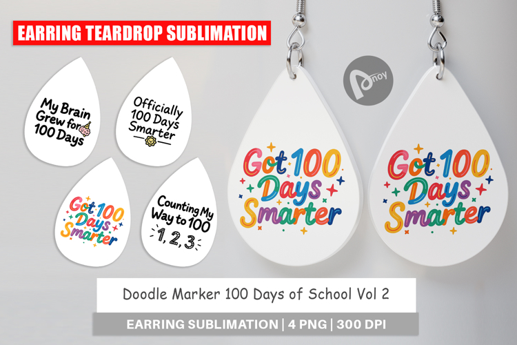 Doodle Marker 100 Days of School Earring
