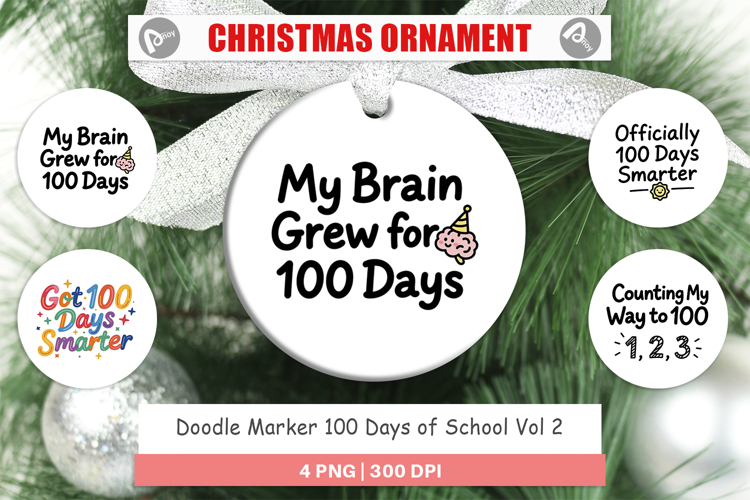 Doodle Marker 100 Days Ornament