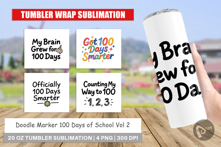 Doodle Marker 100 Days Tumbler