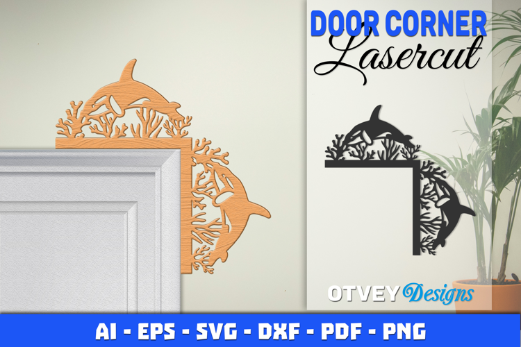 Sea Animals Door Corner Decoration Lasercut File SVG