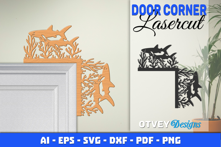 Sea Animals Door Corner Decoration Lasercut File SVG