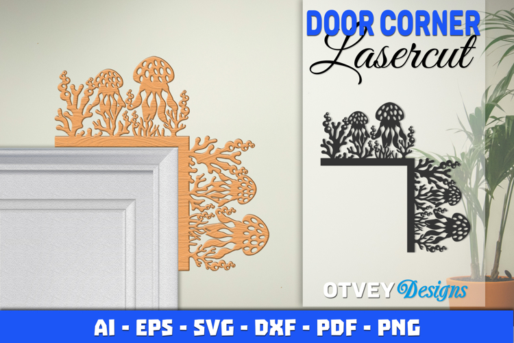 Sea Animals Door Corner Decoration Lasercut File SVG
