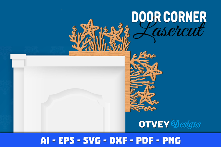 Sea Animals Door Corner Decoration Lasercut File SVG