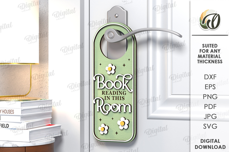 Door Hanger for readers Laser Cut. Door Knob Hanger SVG example image 1