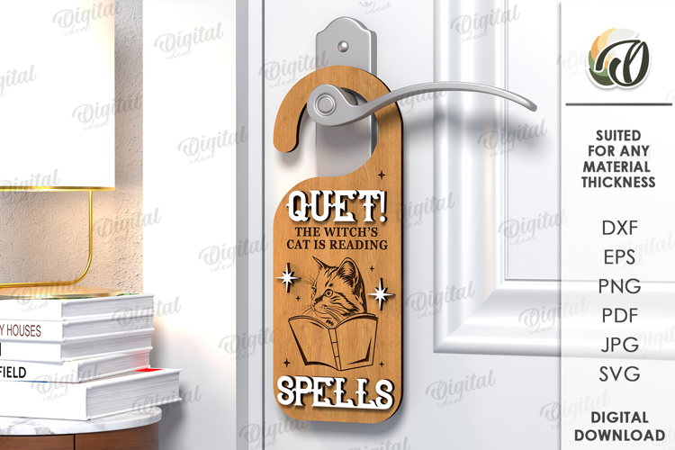 Door Hanger for readers Laser Cut. Door Knob Hanger SVG