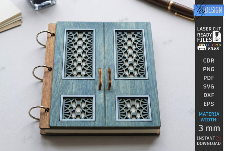 3D Miniature Door Notebook Cover Laser Cut | Vintage Design