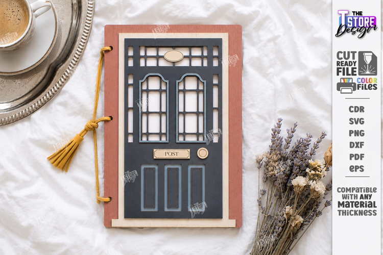 Wooden Door Notebook Cover Laser Cut | Vintage Door Laser