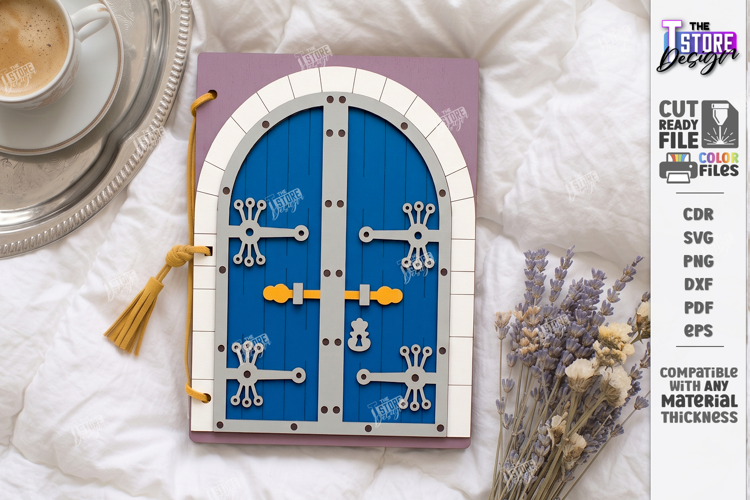 Wooden Door Notebook Cover Laser Cut | Vintage Door Laser