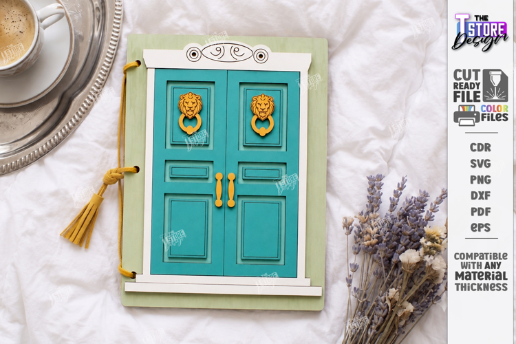 Wooden Door Notebook Cover Laser Cut | Vintage Door Laser