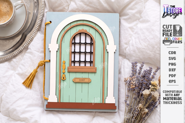 Wooden Door Notebook Cover Laser Cut | Vintage Door Laser