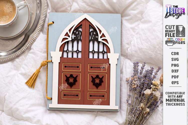 Wooden Door Notebook Cover Laser Cut | Vintage Door Laser