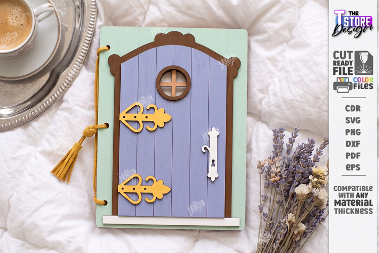 Wooden Door Notebook Cover Laser Cut | Vintage Door Laser
