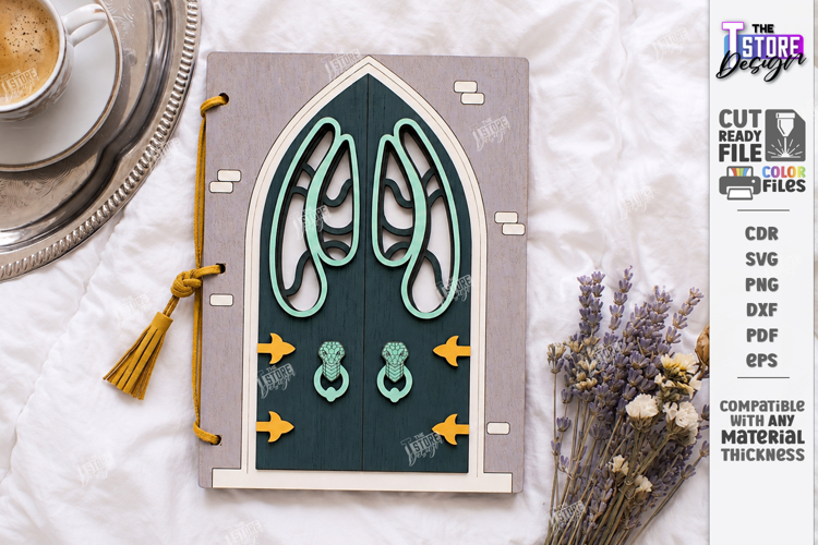 Wooden Door Notebook Cover Laser Cut | Vintage Door Laser
