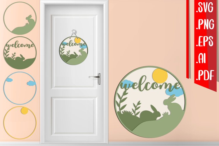 Easter Layered Door Sign 2 svg eps ai png pdf