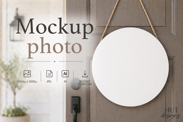 Blank Round Door Sign Mockup porch Sign Mockup