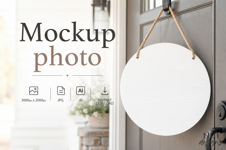 Blank Round Door Sign Mockup porch Sign Mockup