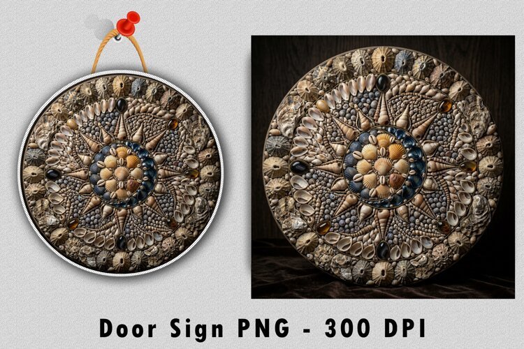 Seashell Mandala Door Sign PNG 300 DPI example image 1