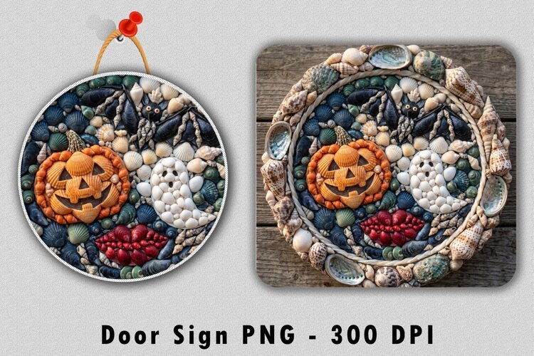 Halloween Seashell Door Sign PNG 300 DPI example image 1