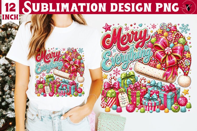 Dopamine Christmas sublimation | Pink Holiday Shirt Design example image 1