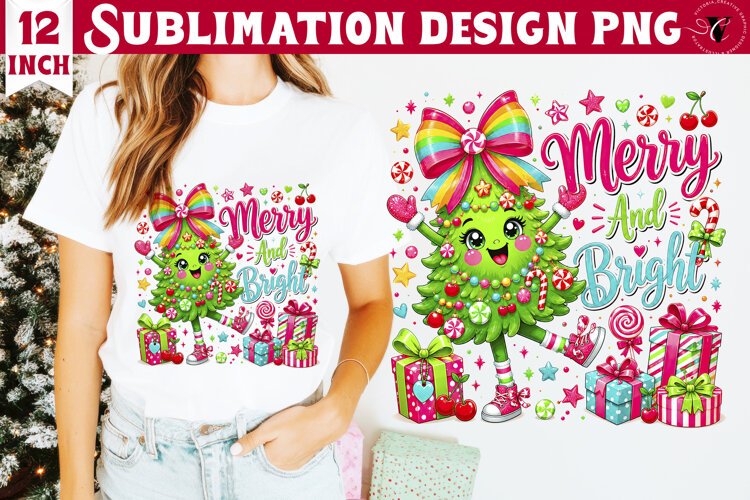 Dopamine Christmas sublimation | Pink Holiday Shirt Design example image 1