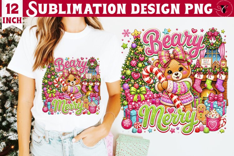 Dopamine Christmas sublimation | Pink Holiday Shirt Design example image 1