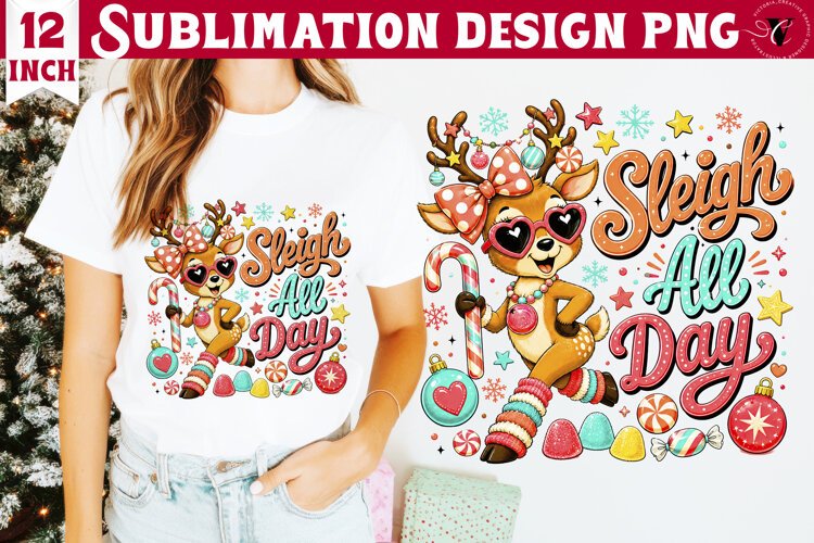 Dopamine Christmas sublimation | Pink Holiday Shirt Design example image 1