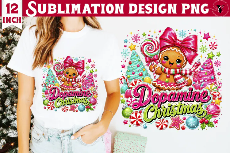 Dopamine Christmas sublimation | Pink Holiday Shirt Design