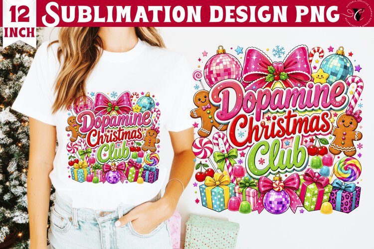 Dopamine Christmas sublimation | Pink Holiday Shirt Design example image 1