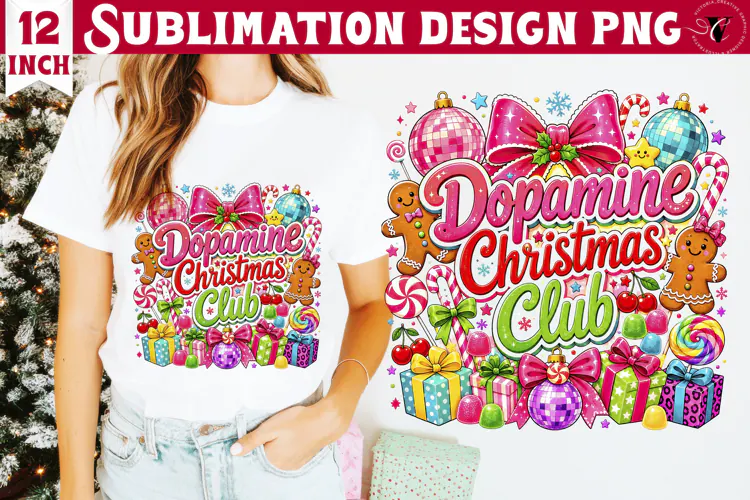 Dopamine Christmas sublimation | Pink Holiday Shirt Design