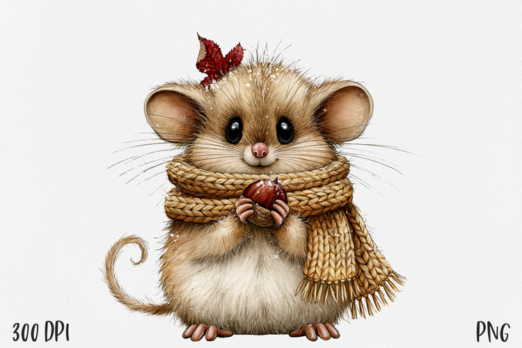 Autumn Dormouse PNG, Woodland Mouse Clipart