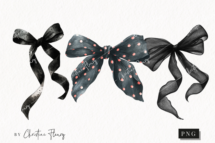 Black Coquette Dot Bows | Coquette Png