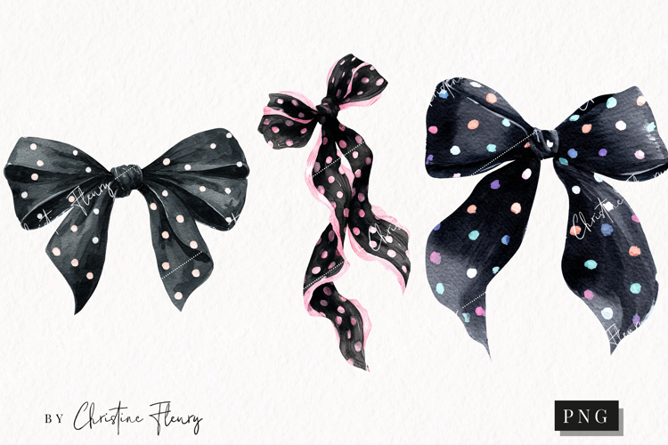 Black Coquette Dot Bows | Coquette Png