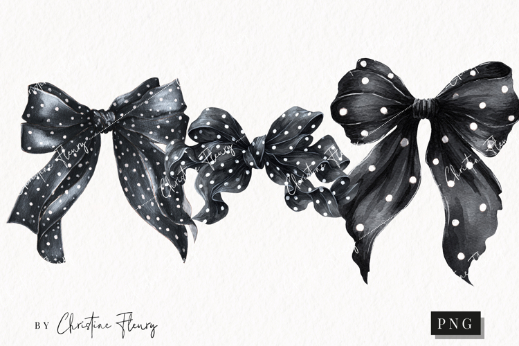 Black Coquette Dot Bows | Coquette Png