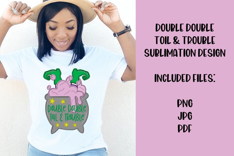 Double Double Toil   Trouble 3D Halloween Sublimation Design