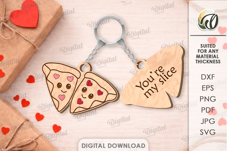 Double Layer Valentine Keychains Laser Cut. Key Ring SVG