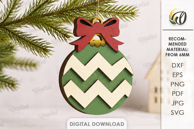 3D Christmas Ornament Laser Cut. Christmas Tree Decor SVG