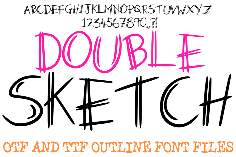 Double Sketch Alphabet Lettering Font Hand Drawn ABC OTF TTF