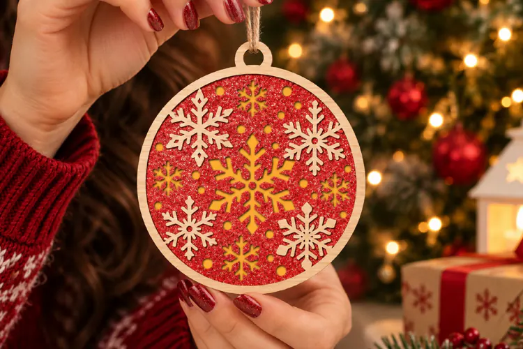 Double Snowflake Ornament SVG File