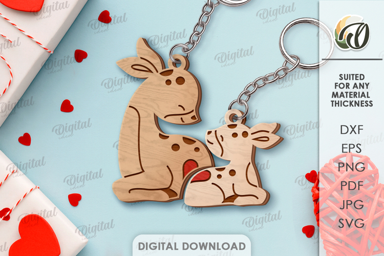 Double Valentines Keychain Laser Cut. Matching Key Ring SVG