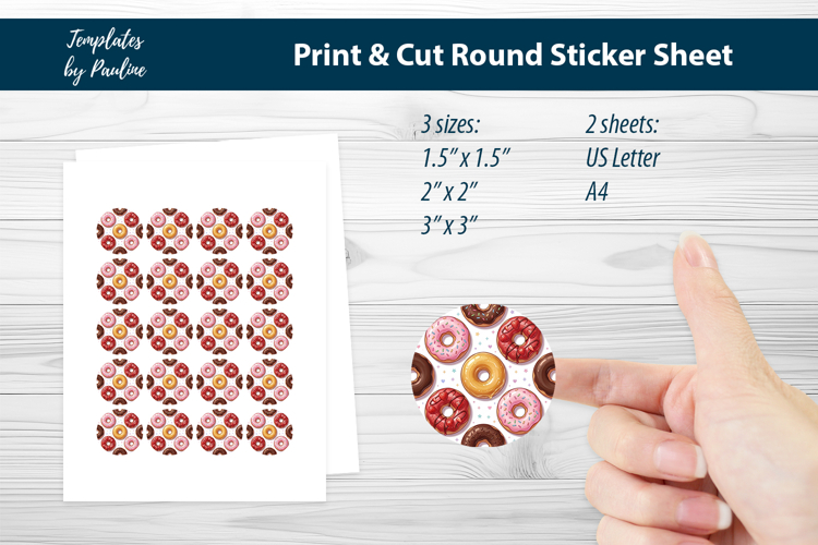 Donut Bakery Sticker Printable, Round Pastry Packaging Label